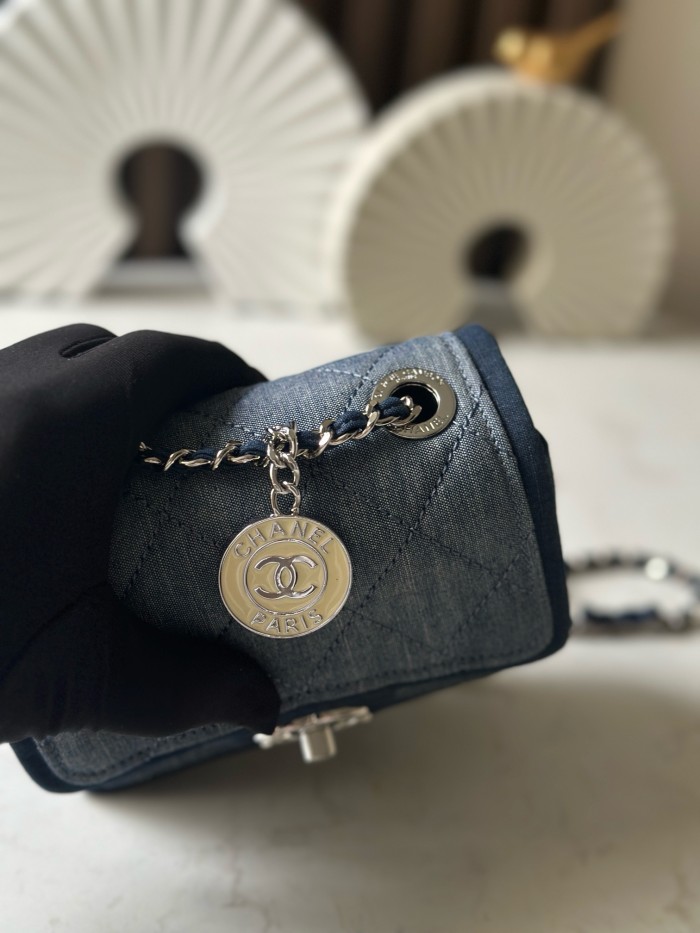 Vintage Denim Quilted Mini Flap Bag “17x13x8cm” -057 =3325