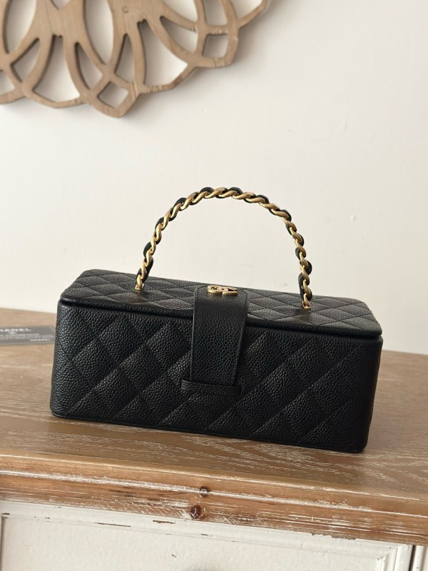 Vintage Long Vanity Case Grained Calfskin “22x10x8.5cm” -037 =2226