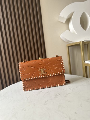 Vintage Embossed Stitch Flap Bag “34x21x10cm” -511 =3353