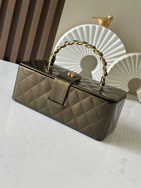 Vintage Long Vanity Case Grained Calfskin “22x10x8.5cm” -037 =2226