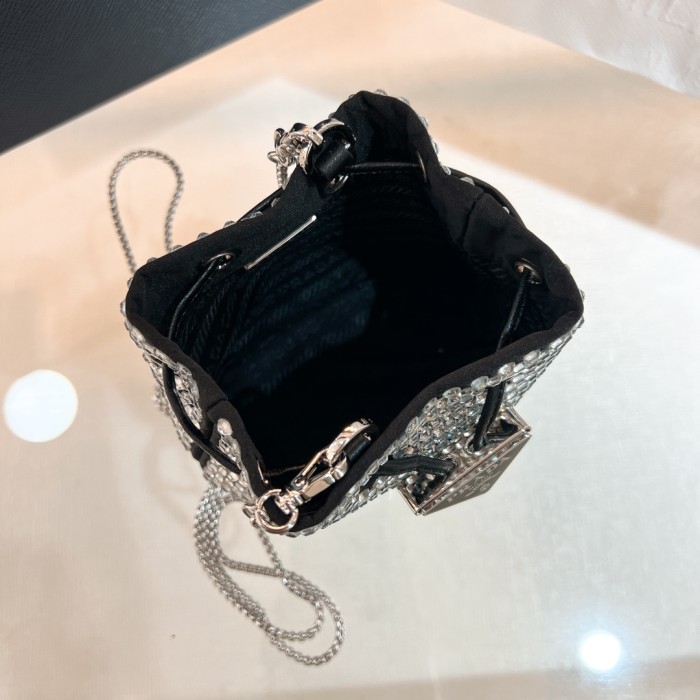 Satin Mini-Bag With Crystals“12*10*7CM”-056=