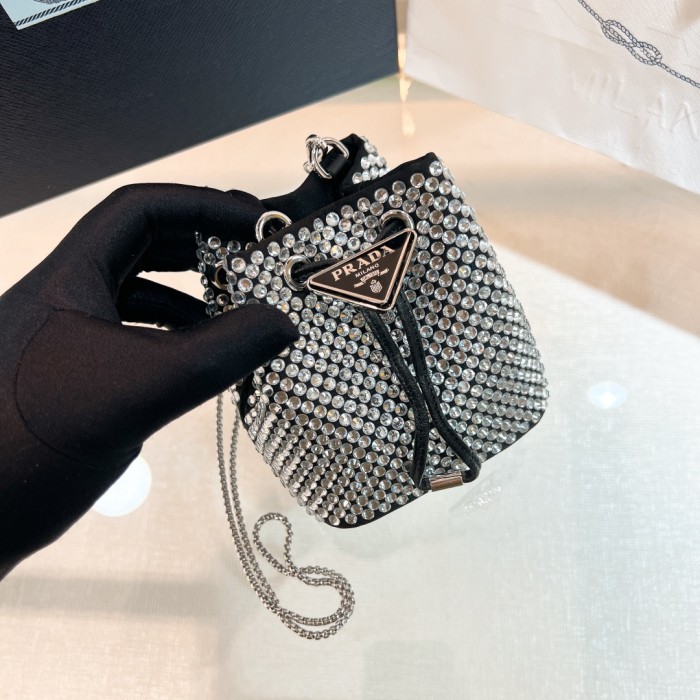 Satin Mini-Bag With Crystals“12*10*7CM”-056=