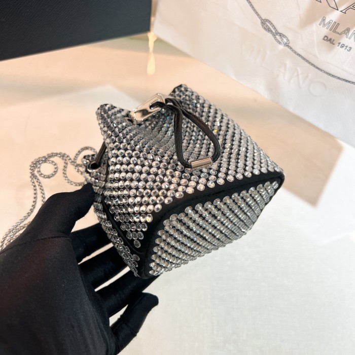 Satin Mini-Bag With Crystals“12*10*7CM”-056=