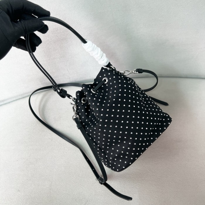 Re-Nylon Mini-Bag With Studs“21*16*10CM”-087=