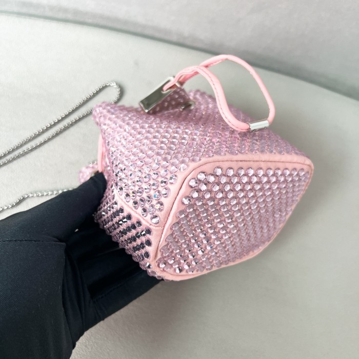 Satin Mini-Bag With Crystals“12*10*7CM”-056=