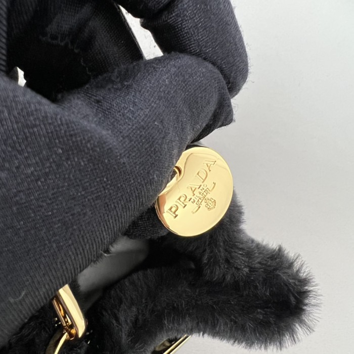 Chain-Linked Velvet Mini BucketBag“14.5*12*7.5CM”-086=