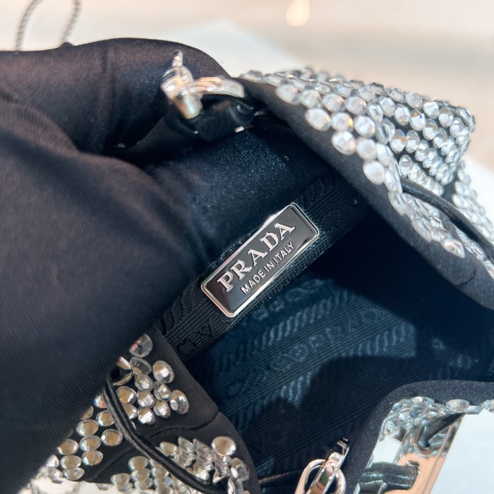 Satin Mini-Bag With Crystals“12*10*7CM”-056=