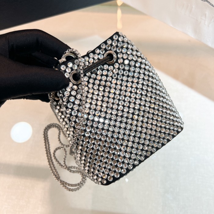 Satin Mini-Bag With Crystals“12*10*7CM”-056=