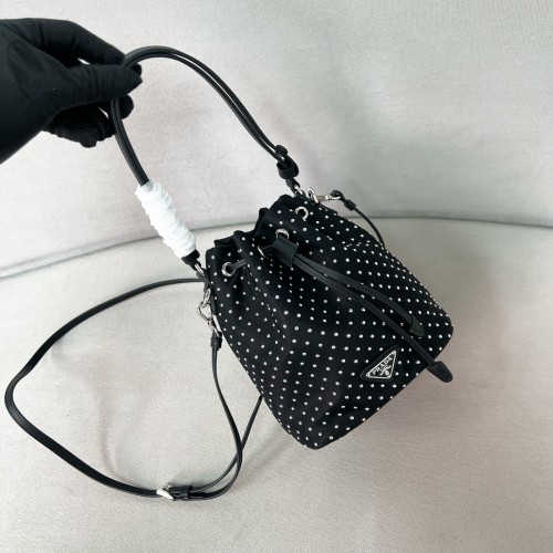 Re-Nylon Mini-Bag With Studs“21*16*10CM”-087=