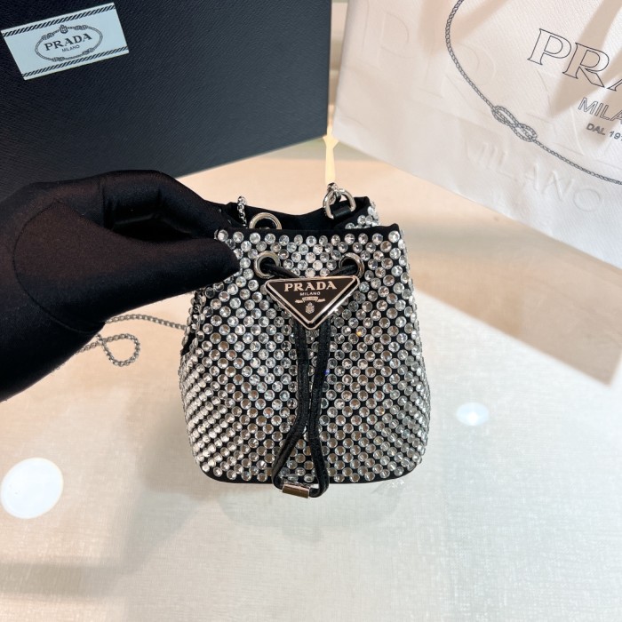Satin Mini-Bag With Crystals“12*10*7CM”-056=
