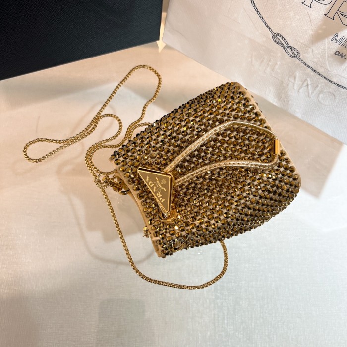 Satin Mini-Bag With Crystals“12*10*7CM”-056=