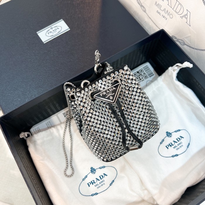 Satin Mini-Bag With Crystals“12*10*7CM”-056=