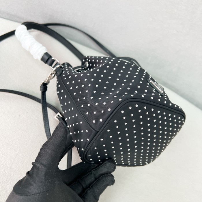 Re-Nylon Mini-Bag With Studs“21*16*10CM”-087=