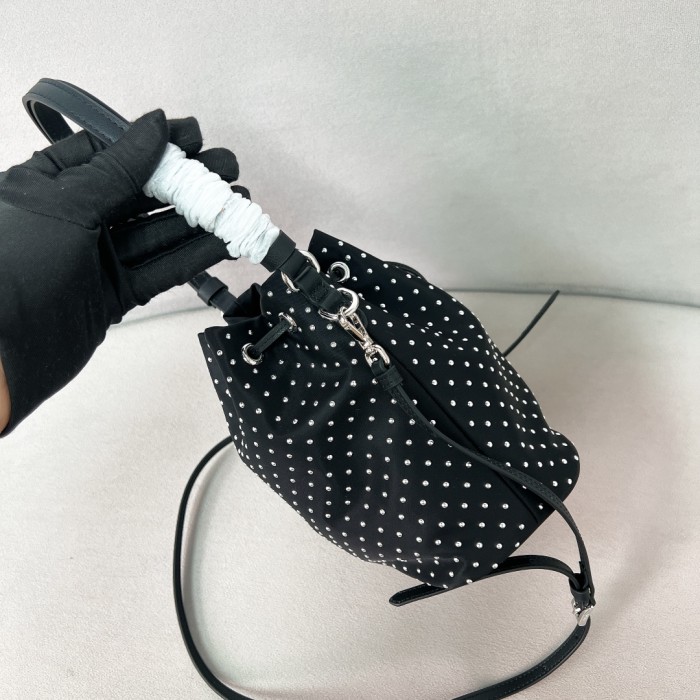 Re-Nylon Mini-Bag With Studs“21*16*10CM”-087=
