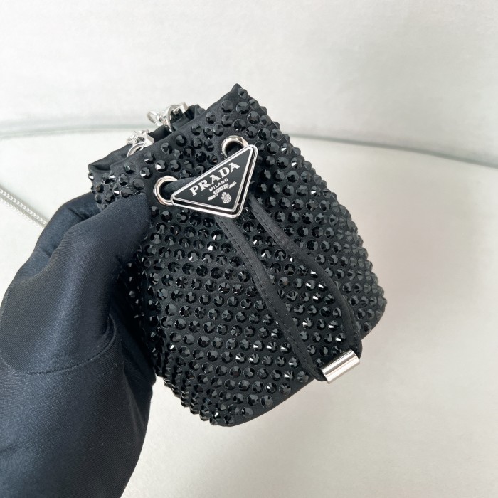 Satin Mini-Bag With Crystals“12*10*7CM”-056=