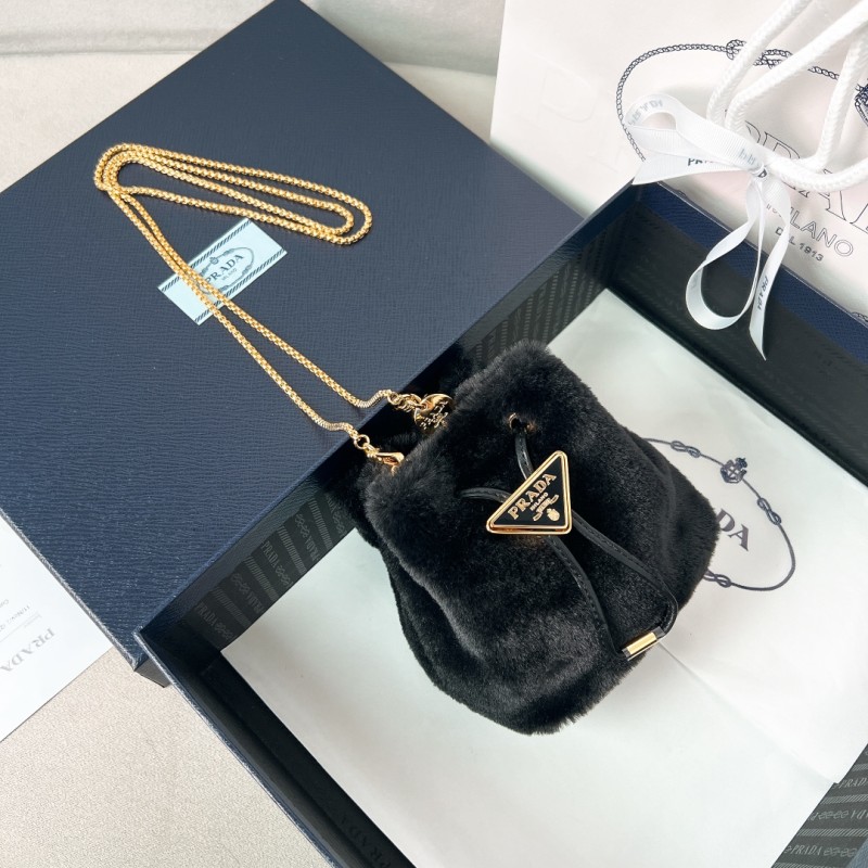 Chain-Linked Velvet Mini BucketBag“14.5*12*7.5CM”-086=