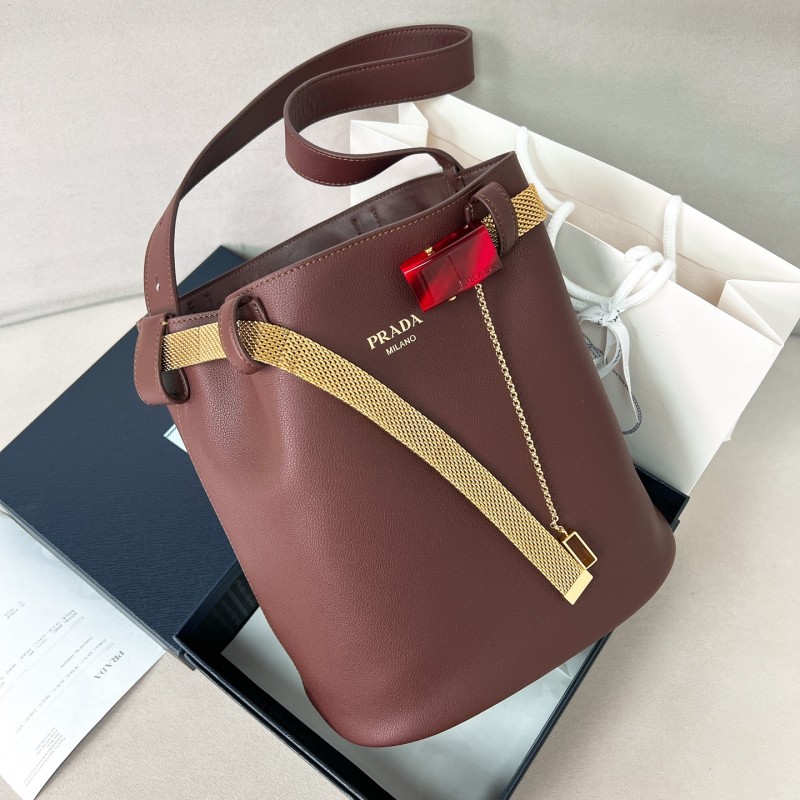 Buckle Leather Bucket Bag With jeweled Belt“29*26.5*18CM”-0801=