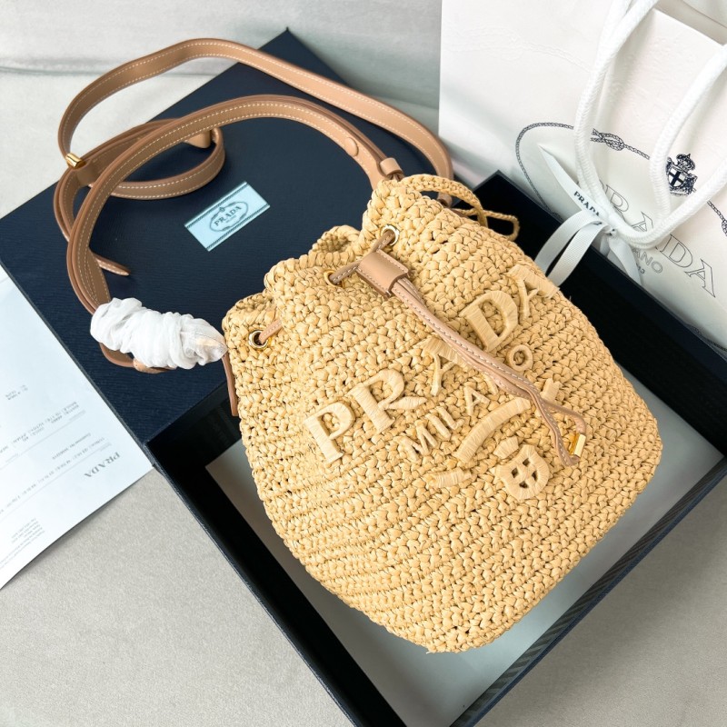 Crochet And Leather Mini-Bucket Bag “20*17*12CM”-0811=