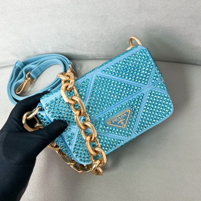 Crystal Chain Shoulder Bag“17*11.5*6CM”-0801=