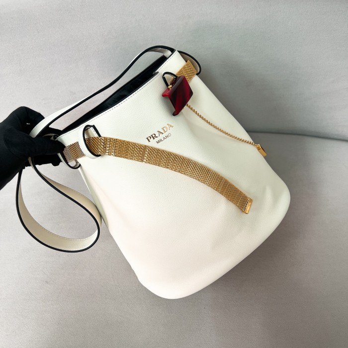 Buckle Leather Bucket Bag With jeweled Belt“29*26.5*18CM”-0801=