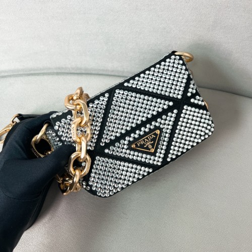 Crystal Chain Shoulder Bag“17*11.5*6CM”-0801=