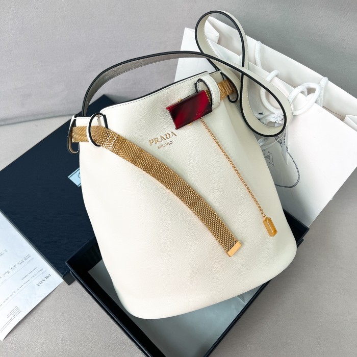 Buckle Leather Bucket Bag With jeweled Belt“29*26.5*18CM”-0801=