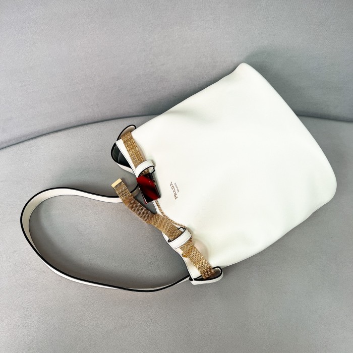 Buckle Leather Bucket Bag With jeweled Belt“29*26.5*18CM”-0801=