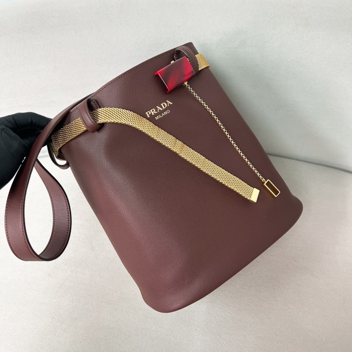 Buckle Leather Bucket Bag With jeweled Belt“29*26.5*18CM”-0801=