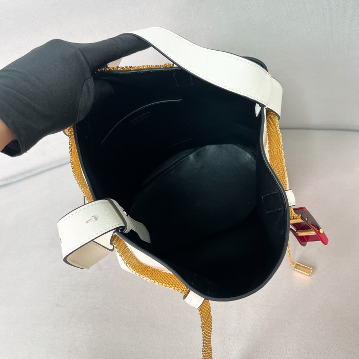 Buckle Leather Bucket Bag With jeweled Belt“29*26.5*18CM”-0801=