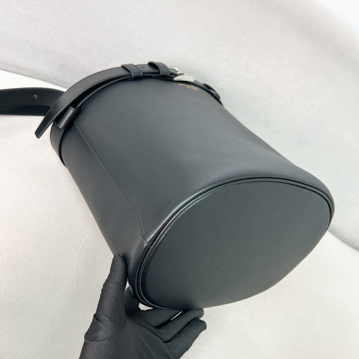 Buckle Leather Bucket Bag With Belt“29*26.5*18CM”-0801=