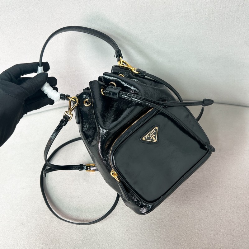 Duet Naplak Patent Leather Bucket Bag“22.5*17.5*12CM”-088=