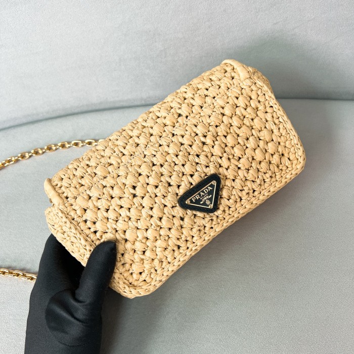 Logo-embroidered Woven Shoulder Bag“20*13*7CM”-089=