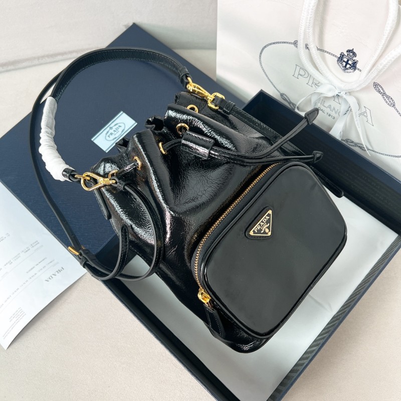 Duet Naplak Patent Leather Bucket Bag“22.5*17.5*12CM”-088=