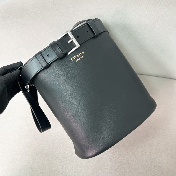 Buckle Leather Bucket Bag With Belt“29*26.5*18CM”-0801=