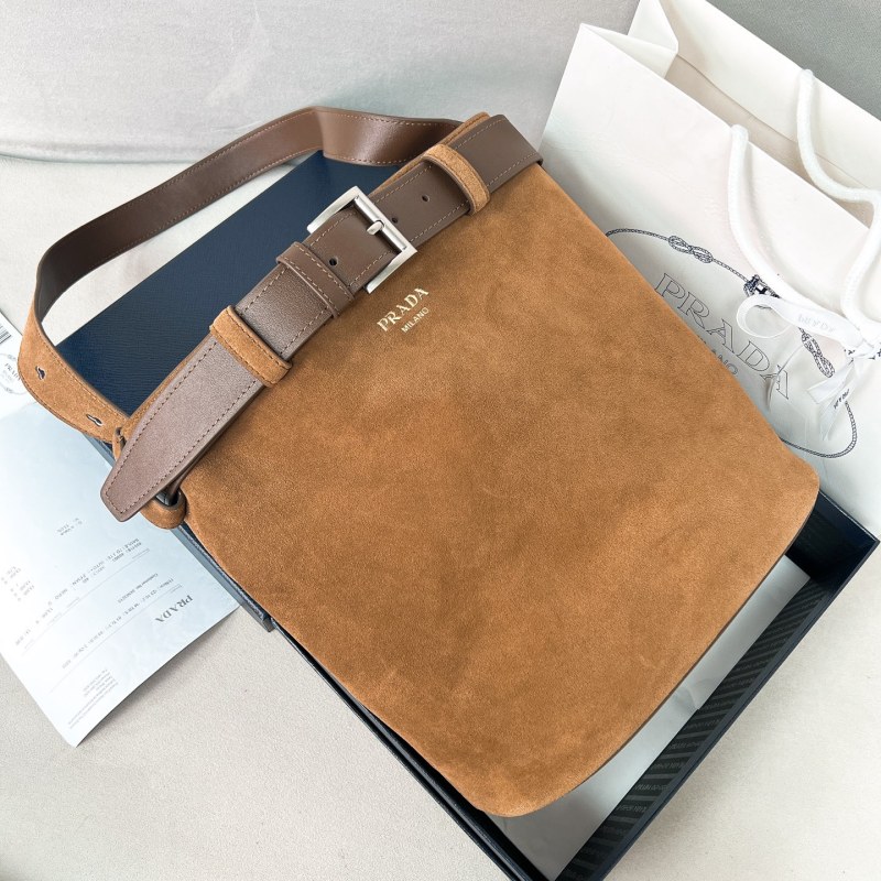 Buckle Suede Leather Bucket Bag With Belt“29*26.5*18CM”-0801=