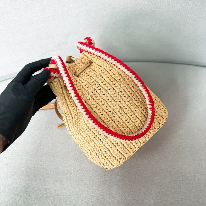 Crochet mini bucket bag“19.5*15.5*10CM”-089=