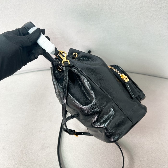 Duet Naplak Patent Leather Bucket Bag“22.5*17.5*12CM”-088=