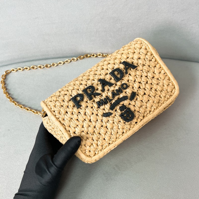 Logo-embroidered Woven Shoulder Bag“20*13*7CM”-089=