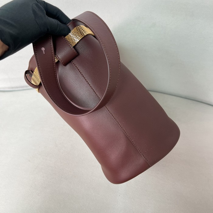 Buckle Leather Bucket Bag With jeweled Belt“29*26.5*18CM”-0801=