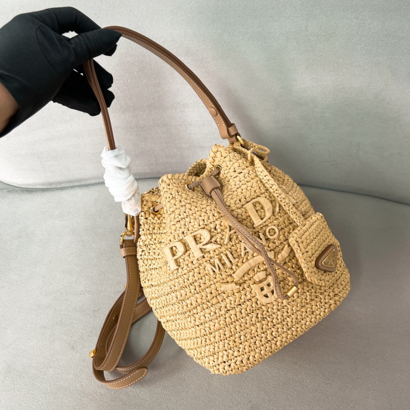 Crochet And Leather Mini-Bucket Bag “20*17*12CM”-0811=