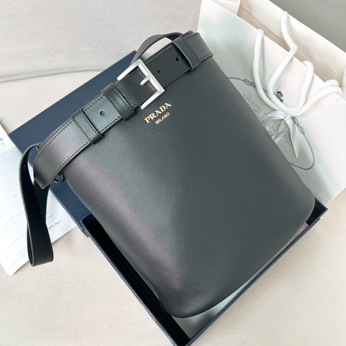 Buckle Leather Bucket Bag With Belt“29*26.5*18CM”-0801=