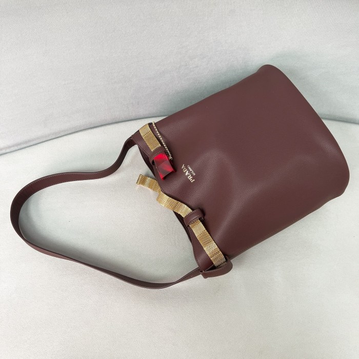 Buckle Leather Bucket Bag With jeweled Belt“29*26.5*18CM”-0801=