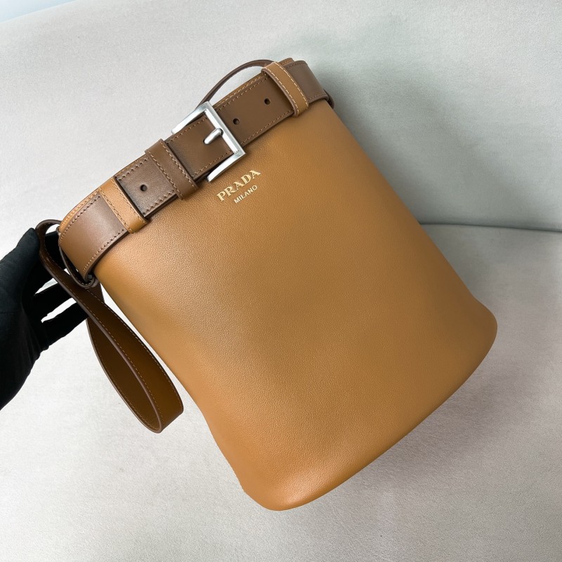 Buckle Leather Bucket Bag With Belt“29*26.5*18CM”-0801=