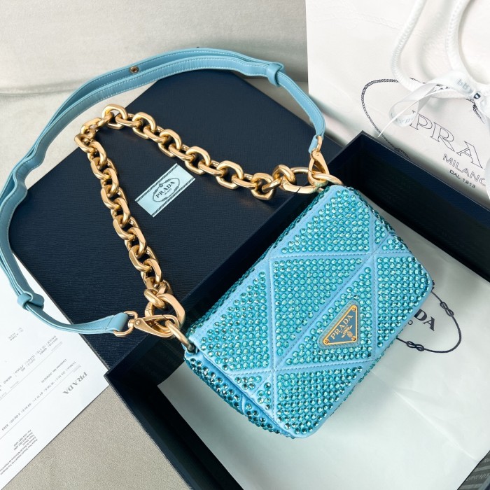 Crystal Chain Shoulder Bag“17*11.5*6CM”-0801=