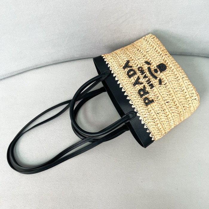 Crochet And Leather Tote Bag“21*16*10CM”-089=