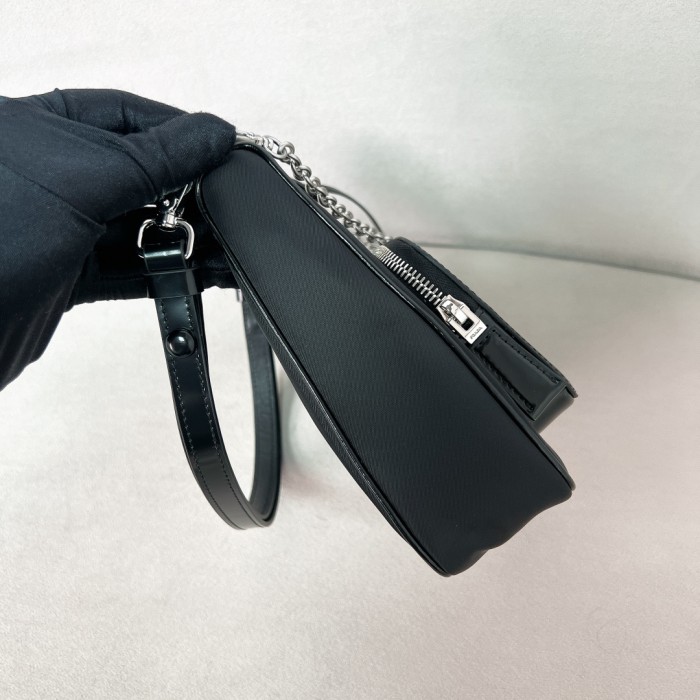 Re-Nylon And Brushed Leather Bag“22*19.5*6CM”-088=