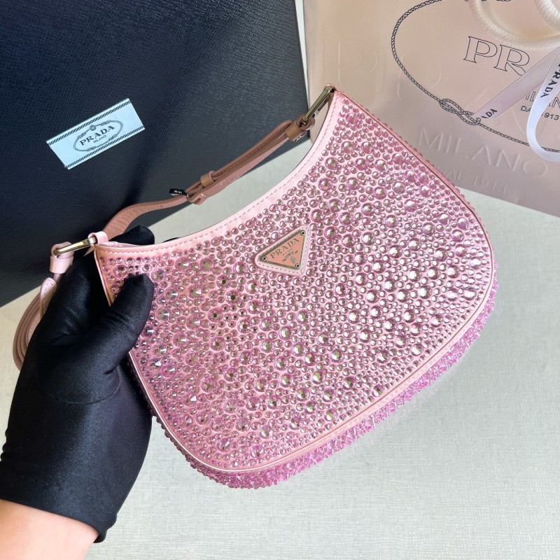 Cleo Satin Bag WithCrystals“22*18*4.5CM”-088=