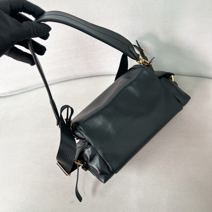 Explore nappa leather shoulder bag with flap“30*14*10CM”-0801=