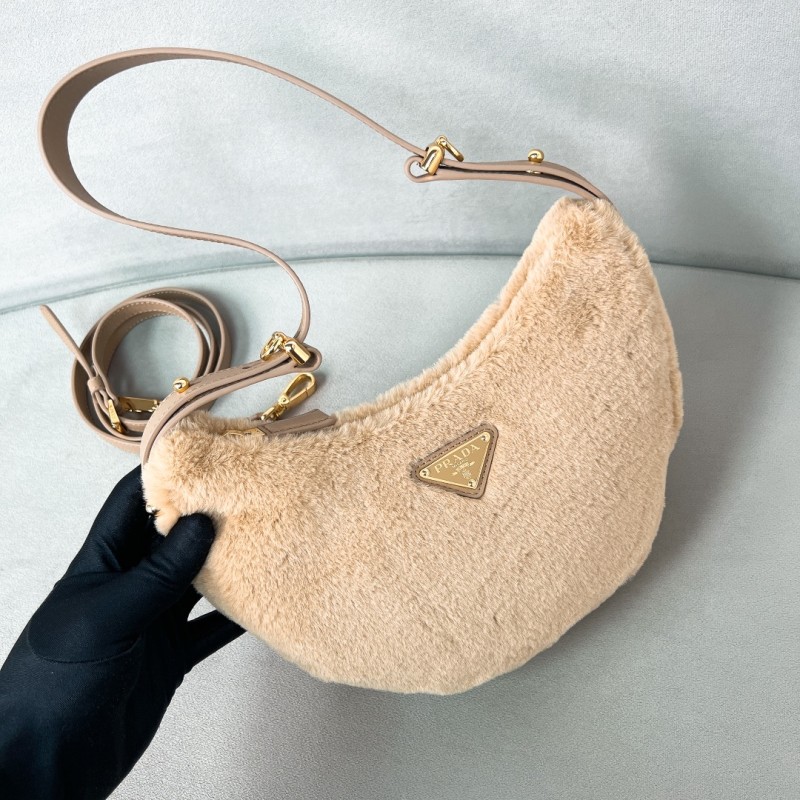Arqué And Shearling Leather Shoulder Bag“22.5*18.5*6CM”-089=