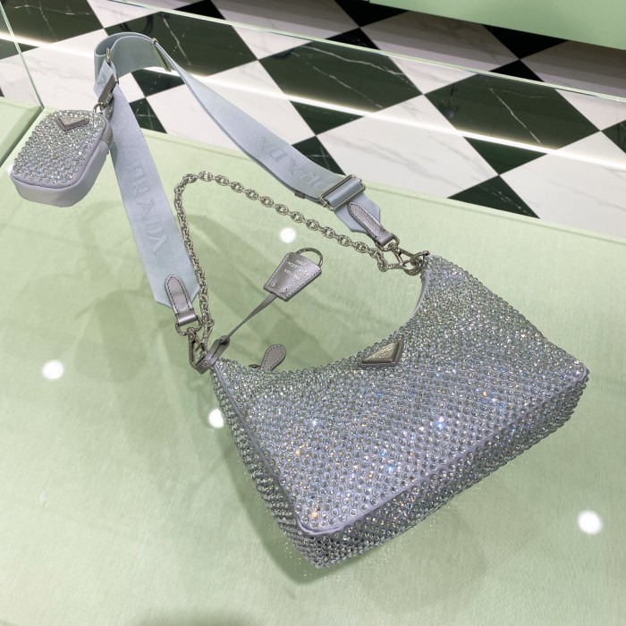 Re-Nylon Sequinned Mini Bag“22*18*6.5CM”-088=